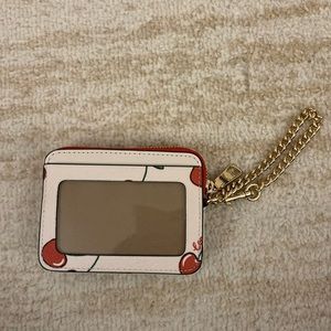 COACH Zip Card Case With Heart Cherry Print
